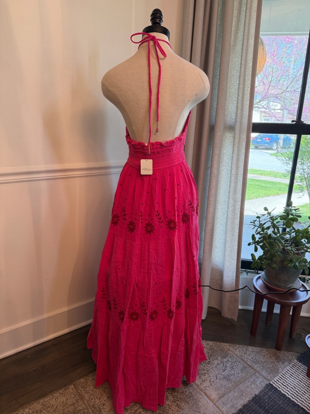 Free People Real Love Halter Maxi Dress with Floral Embroidery - NWT Size S - Picture 7 of 10